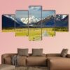 Landscape With Road And Snowy Mountains - Nature 5 Panel Canvas Art Wall Decor
