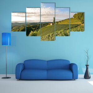 Landscape With Wine Grapes In The Vineyard 1 - Nature 5 Panel Canvas Art Wall Decor