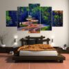 Large Forest Road - Nature 5 Panel Canvas Art Wall Decor