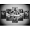 Large Last In Black And White Supper Jesus - Religion 5 Panel Canvas Art Wall Decor