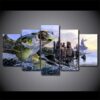 Large Mouth Bass Fish - Fishing 5 Panel Canvas Art Wall Decor