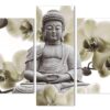 Large Orchid Background Buddha - Religion 5 Panel Canvas Art Wall Decor