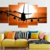 Large Set Airplane Sunset - Airplane 5 Panel Canvas Art Wall Decor