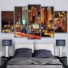 Las Vegas City Nightscape - Nature 5 Panel Canvas Art Wall Decor