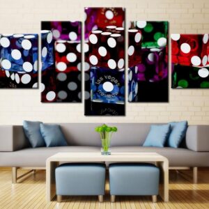 Las Vegas Dice Casinos - Gaming 5 Panel Canvas Art Wall Decor