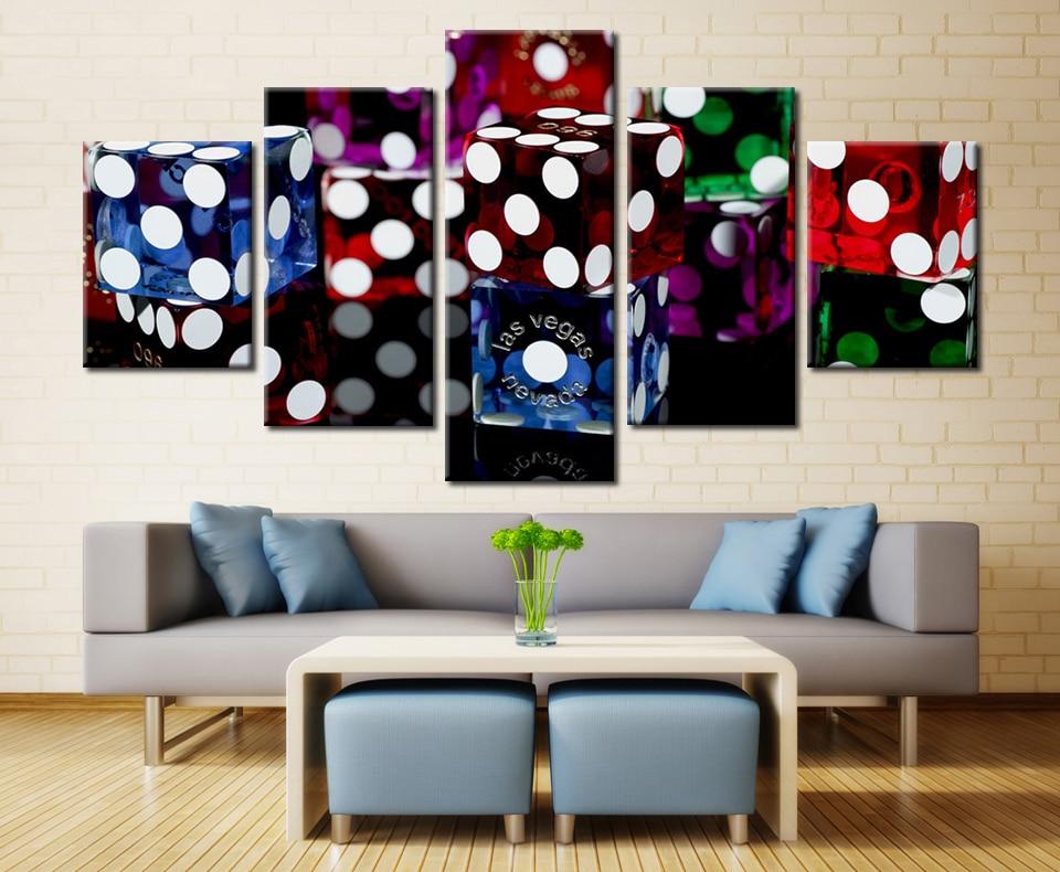 Las Vegas Dice Casinos - Gaming 5 Panel Canvas Art Wall Decor Las Vegas Dice Casinos - Gaming 5 Panel Canvas Art Wall Decor