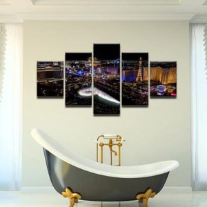 Las Vegas Strip At Night - Nature 5 Panel Canvas Art Wall Decor