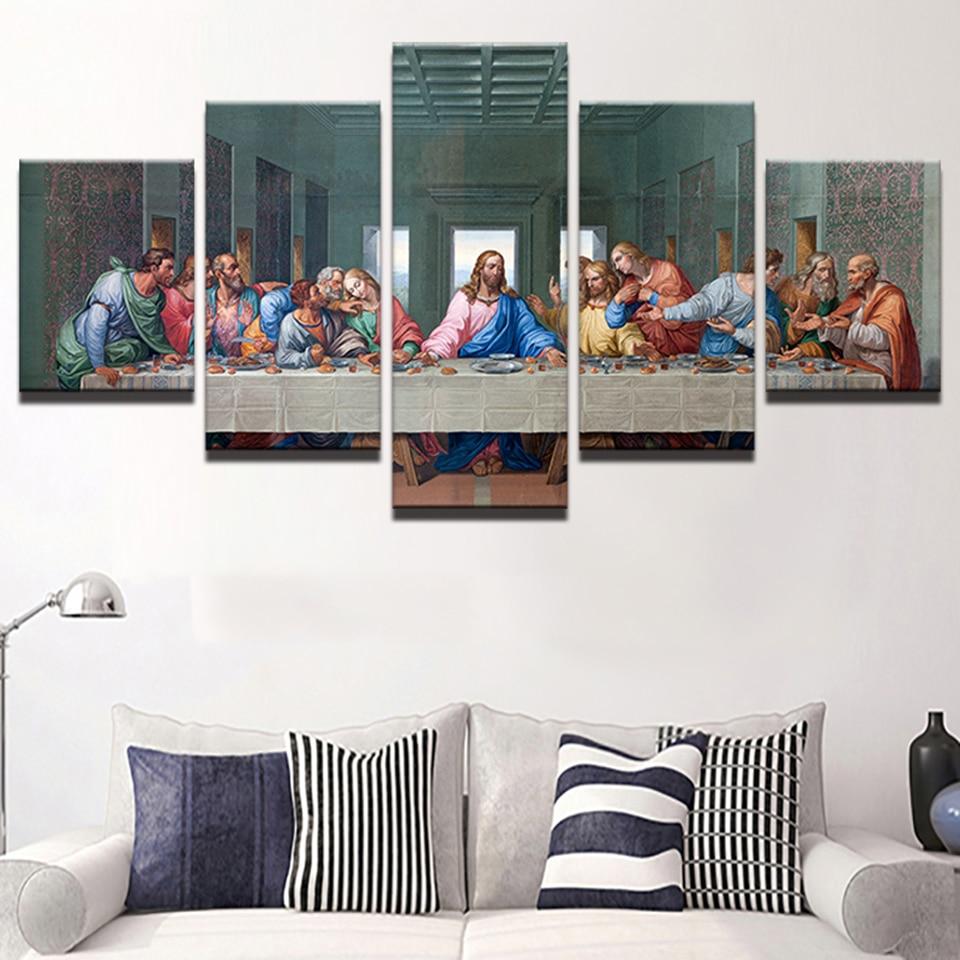 Last Supper 8 - Religion 5 Panel Canvas Art Wall Decor Last Supper 8 - Religion 5 Panel Canvas Art Wall Decor