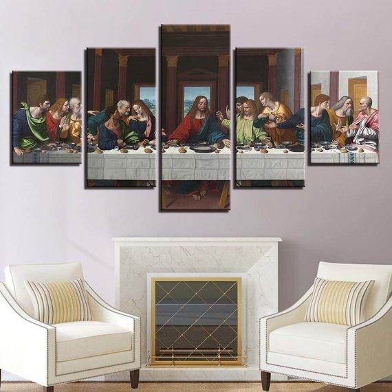Last Supper Jesus Christ - Religion 5 Panel Canvas Art Wall Decor Last Supper Jesus Christ - Religion 5 Panel Canvas Art Wall Decor