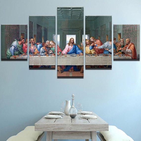 Last Supper Landscape - Abstract 5 Panel Canvas Art Wall Decor Last Supper Landscape - Abstract 5 Panel Canvas Art Wall Decor