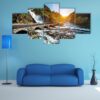 Latefossen Waterfall Odda In Norway - Nature 5 Panel Canvas Art Wall Decor