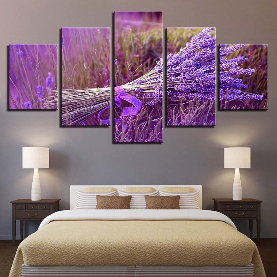 Lavender 5 - Nature 5 Panel Canvas Art Wall Decor Lavender 5 - Nature 5 Panel Canvas Art Wall Decor