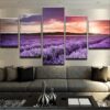 Lavender Field 1 - Nature 5 Panel Canvas Art Wall Decor