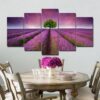 Lavender Flower Sea - Nature 5 Panel Canvas Art Wall Decor