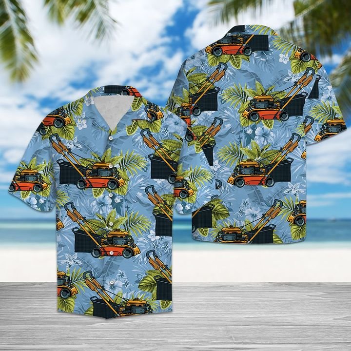 Lawn Mower Hawaiian Shirt Summer Button Up Lawn Mower Hawaiian Shirt Summer Button Up