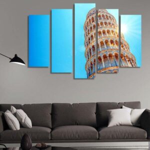 Leaning Tower Of Pisa Italy - Nature 5 Panel Canvas Art Wall Decor