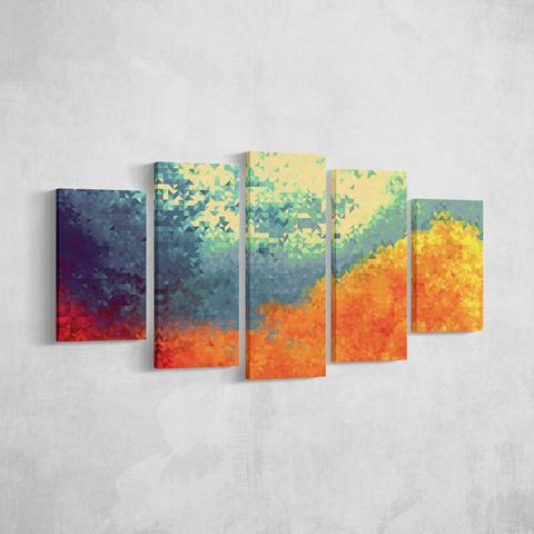 Leaves In The Woods - Abstract 5 Panel Canvas Art Wall Decor Leaves In The Woods - Abstract 5 Panel Canvas Art Wall Decor