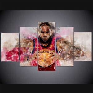 Lebron James 1 - Famous Person 5 Panel Canvas Art Wall Decor