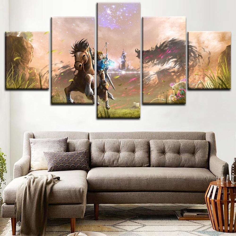Legend Of Zelda Breath Of The Wild 3 Gaming - 5 Panel Canvas Art Wall Decor Legend Of Zelda Breath Of The Wild 3 Gaming - 5 Panel Canvas Art Wall Decor