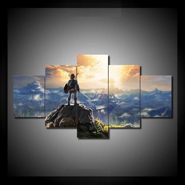 Legend Of Zelda Cartoon - Gaming 5 Panel Canvas Art Wall Decor Legend Of Zelda Cartoon - Gaming 5 Panel Canvas Art Wall Decor