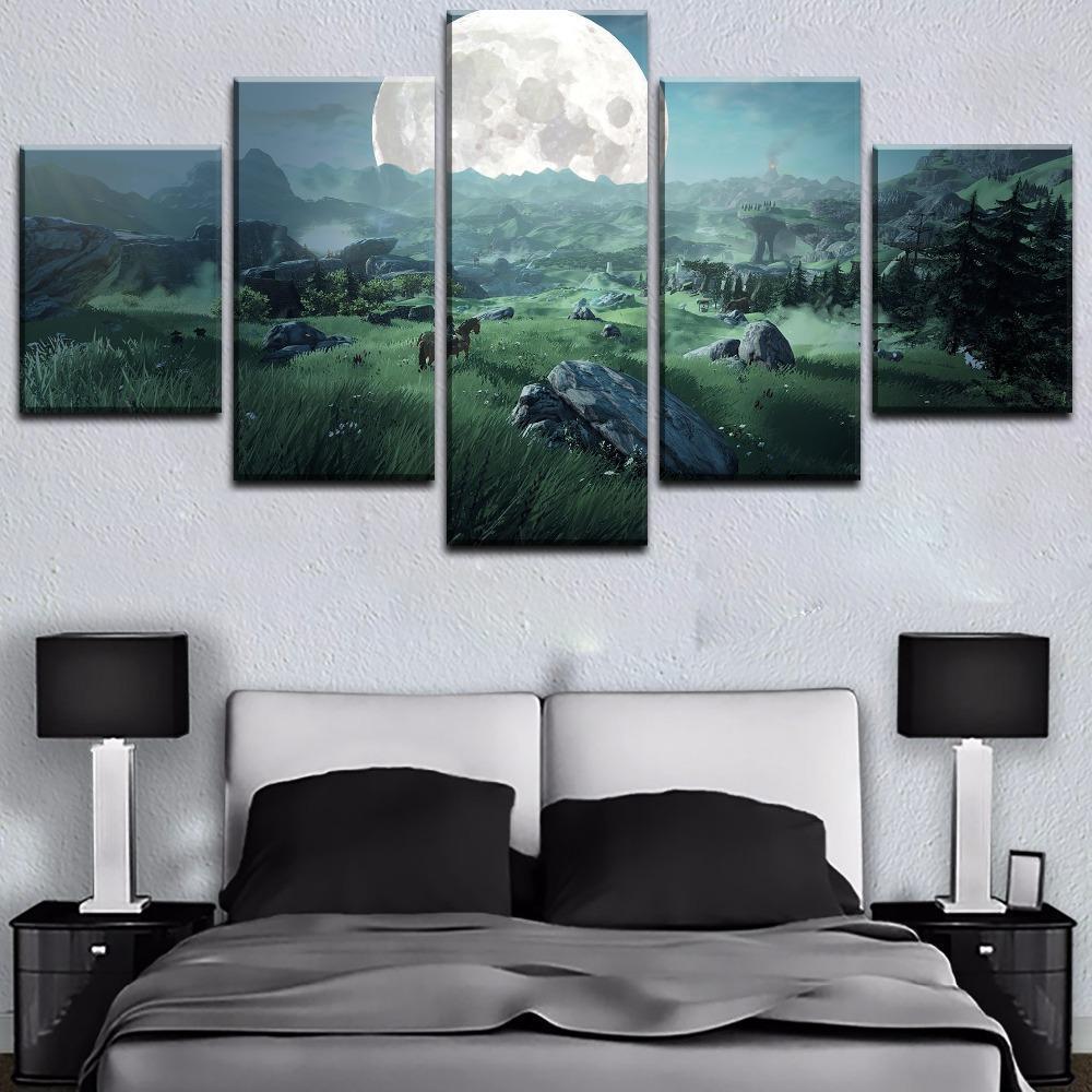 Legend Of Zelda Landscape 1 Gaming - 5 Panel Canvas Art Wall Decor Legend Of Zelda Landscape 1 Gaming - 5 Panel Canvas Art Wall Decor