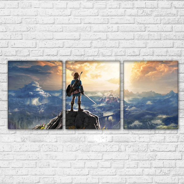 Legend Of Zelda On The Mountain Gaming 3 Pieces - 3 Panel Canvas Art Wall Decor Legend Of Zelda On The Mountain Gaming 3 Pieces - 3 Panel Canvas Art Wall Decor