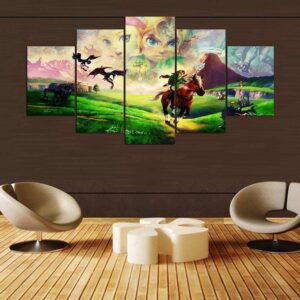 Legend Of Zelda Riding Through Hyrule - Gaming 5 Panel Canvas Art Wall Decor