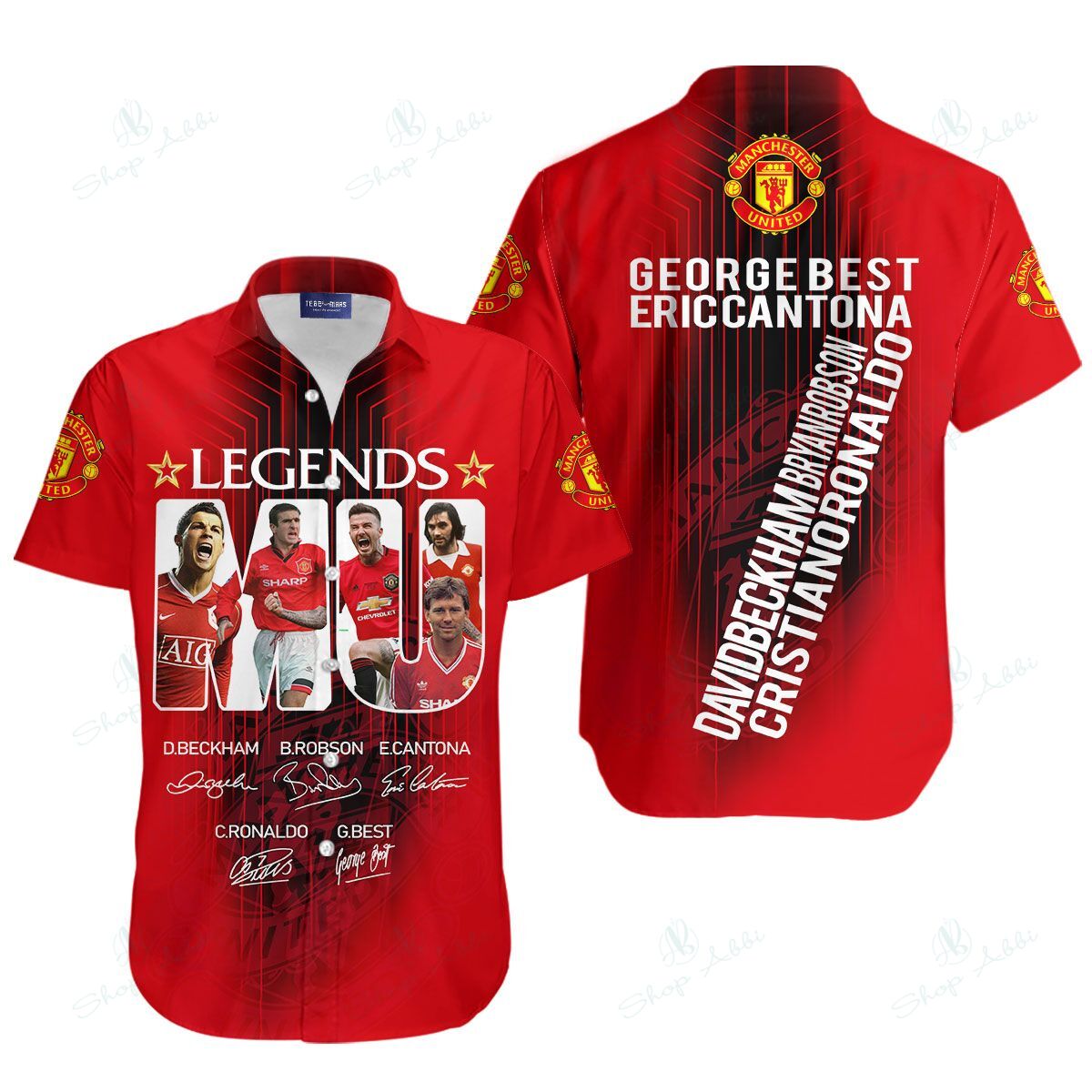 Legends Manchester United George Best Eric Cantona David Beckham Cristiano Ronaldo Hawaiian Shirt Legends Manchester United George Best Eric Cantona David Beckham Cristiano Ronaldo Hawaiian Shirt