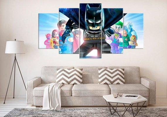 Lego Batman Movie - Cartoon 5 Panel Canvas Art Wall Decor Lego Batman Movie - Cartoon 5 Panel Canvas Art Wall Decor