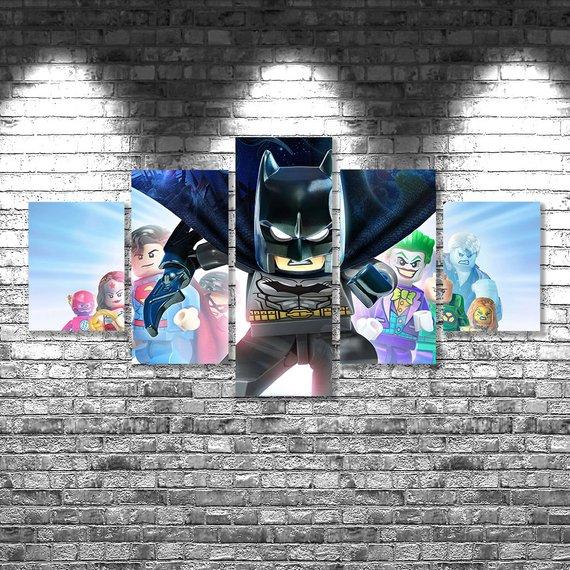 Lego Batman - Cartoon 5 Panel Canvas Art Wall Decor Lego Batman - Cartoon 5 Panel Canvas Art Wall Decor