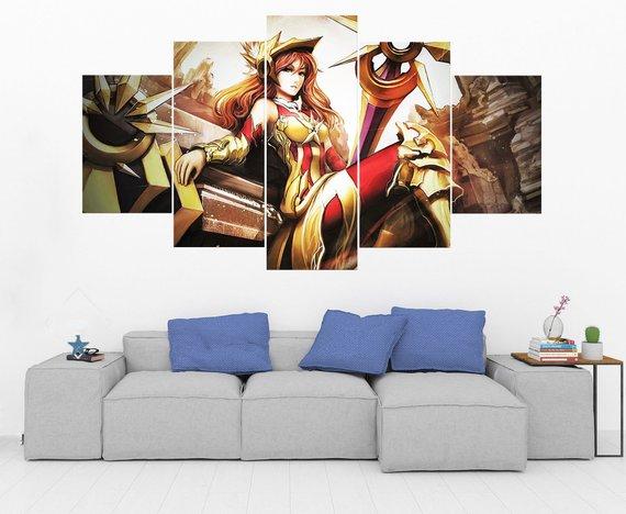 Leona - League Of Legends - Gaming 5 Panel Canvas Art Wall Decor Leona - League Of Legends - Gaming 5 Panel Canvas Art Wall Decor