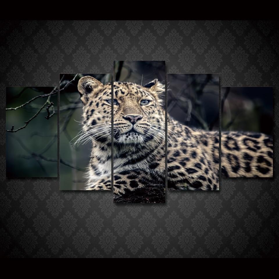 Leopard 1 - Animal 5 Panel Canvas Art Wall Decor Leopard 1 - Animal 5 Panel Canvas Art Wall Decor