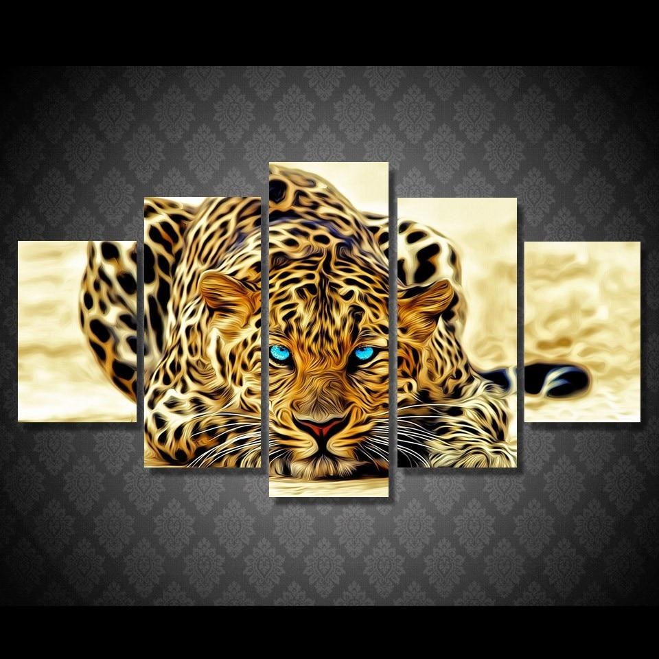 Leopard 4 - Animal 5 Panel Canvas Art Wall Decor Leopard 4 - Animal 5 Panel Canvas Art Wall Decor