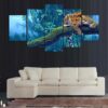 Leopard On Jungle Branch - Nature 5 Panel Canvas Art Wall Decor
