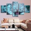 Leopard Tiger Blue Eyes - Animal 5 Panel Canvas Art Wall Decor