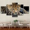 Leopard Tiger - Animal 5 Panel Canvas Art Wall Decor