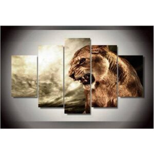 Leopard - Animal 5 Panel Canvas Art Wall Decor