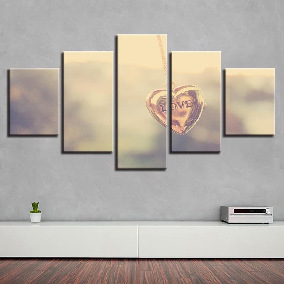 Letter Love - Abstract 5 Panel Canvas Art Wall Decor Letter Love - Abstract 5 Panel Canvas Art Wall Decor