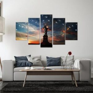 Liberty State Statue 1 - Abstract 5 Panel Canvas Art Wall Decor