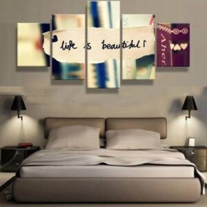 Life Is Beautiful Large - Abstract 5 Panel Canvas Art Wall Decor