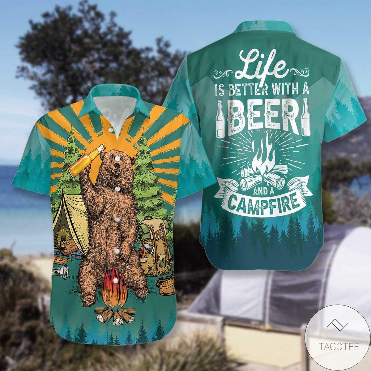 Life Is Better With Beer And A Campfire Hawaiian Shirt Life Is Better With Beer And A Campfire Hawaiian Shirt