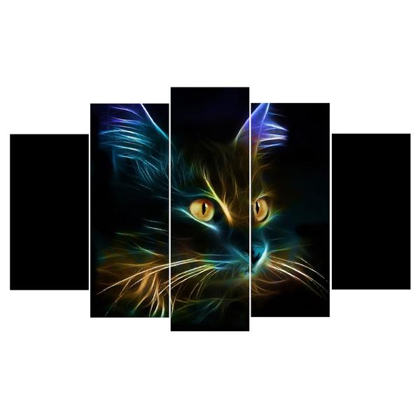 Light Cat - Animal 5 Panel Canvas Art Wall Decor Light Cat - Animal 5 Panel Canvas Art Wall Decor