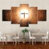 Light Cross Multi - Religion 5 Panel Canvas Art Wall Decor