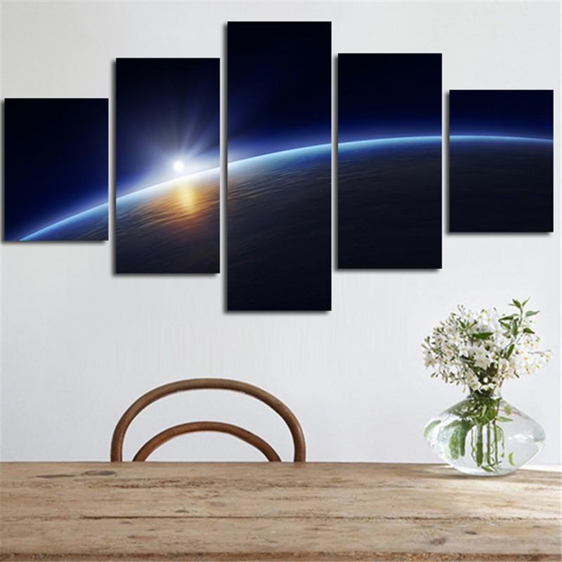 Light Horizon Earth - Space 5 Panel Canvas Art Wall Decor Light Horizon Earth - Space 5 Panel Canvas Art Wall Decor