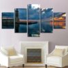 Lighthouse At Dawn - Nature 5 Panel Canvas Art Wall Decor