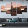 Lighthouse Bridge - Nature 5 Panel Canvas Art Wall Decor