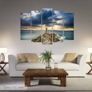 Lighthouse Nautical Lighthouse Seaside - Nature 5 Panel Canvas Art Wall Decor