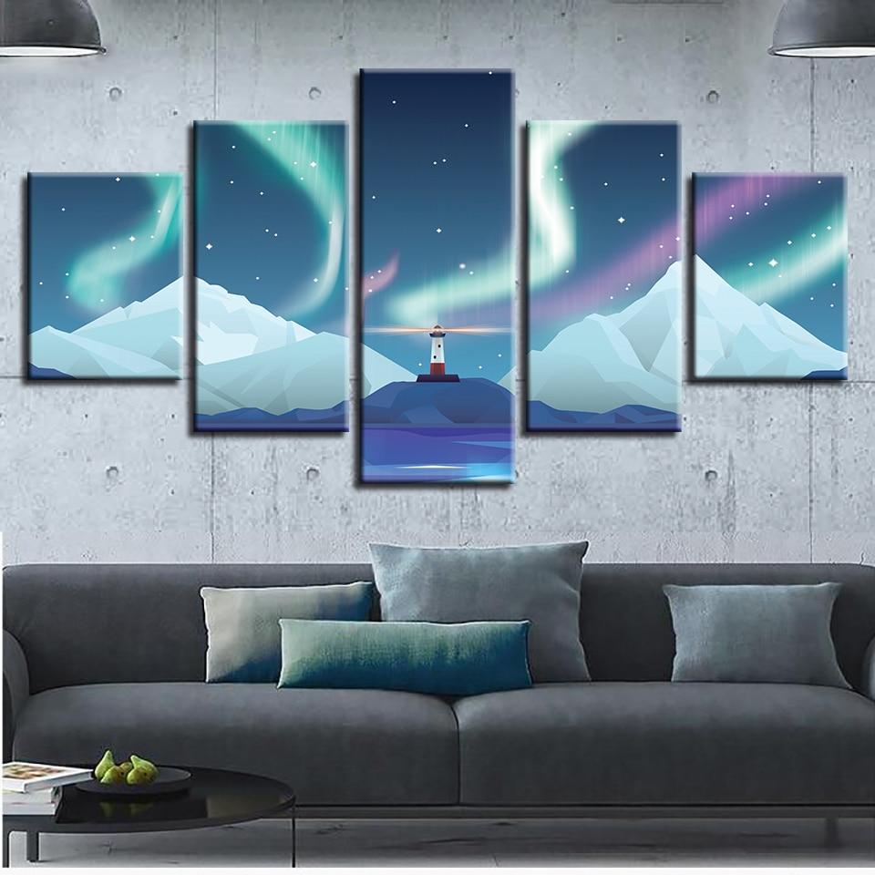 Lighthouse Snow - Nature 5 Panel Canvas Art Wall Decor Lighthouse Snow - Nature 5 Panel Canvas Art Wall Decor