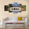 Lijiang Old Town And Jade Dragon Snow Mountain - Nature 5 Panel Canvas Art Wall Decor