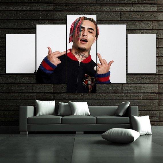 Lil Pump - Famous Person 5 Panel Canvas Art Wall Decor Lil Pump - Famous Person 5 Panel Canvas Art Wall Decor